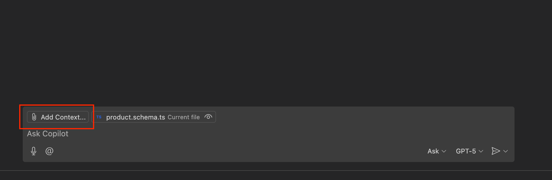 Interface do GitHub Copilot