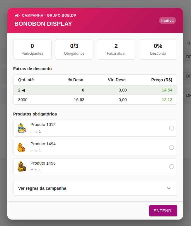 Exemplo de Campanha na Nova Venda