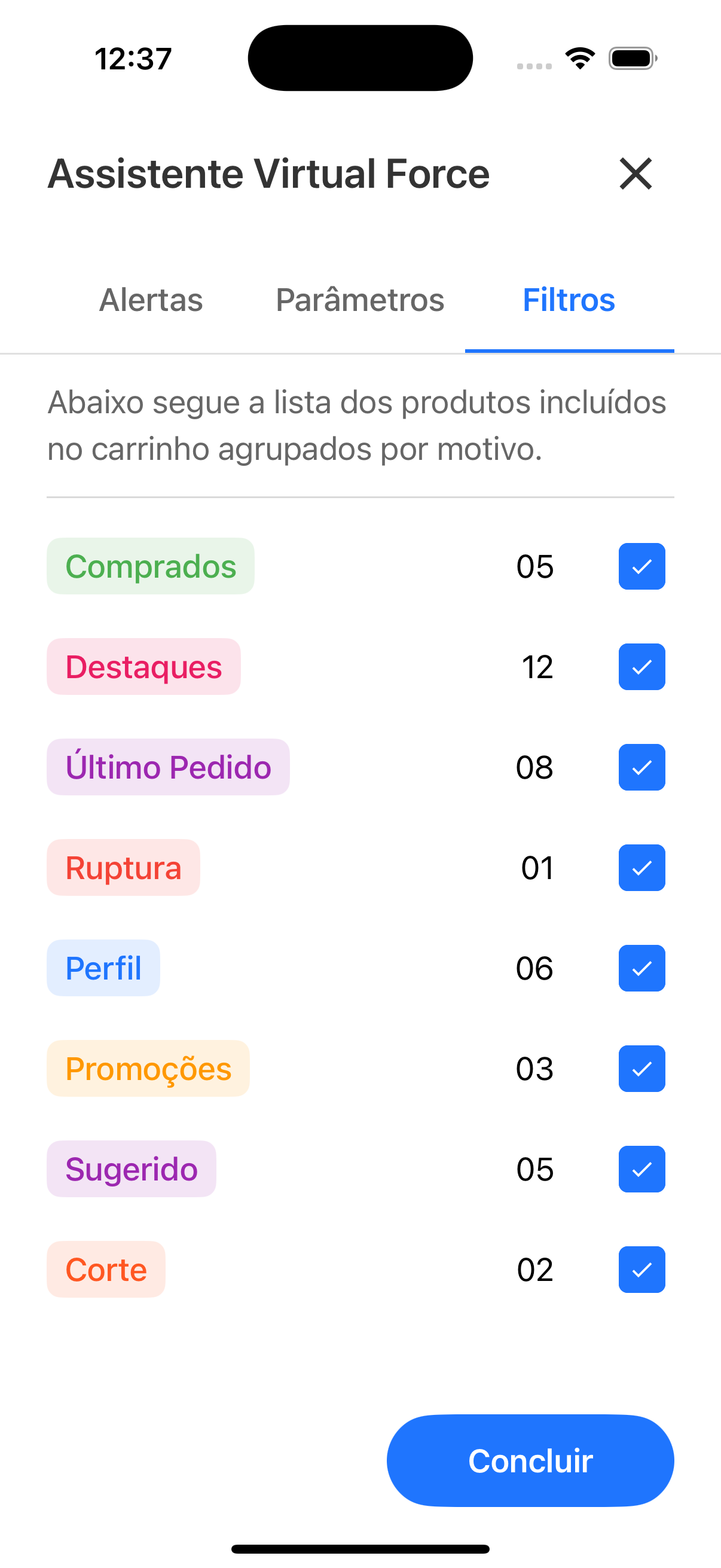 Filtros por Categoria