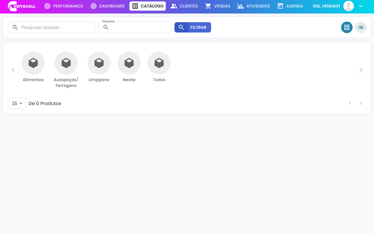 Exemplo do Carousel de Grupos de Produtos